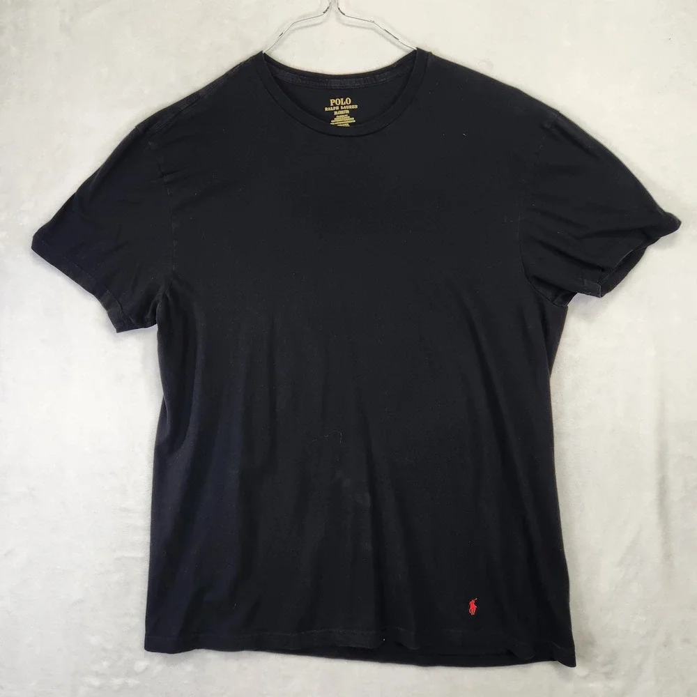 Polo Ralph Lauren Mens XL Black Classic Fit Cotton Crew Neck T-Shirt Red Pony